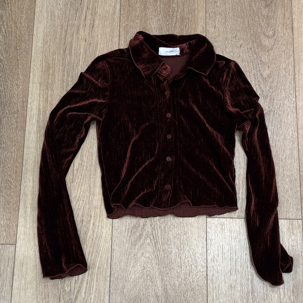 OAK + FORT Velvet Shirt in Rich Brown